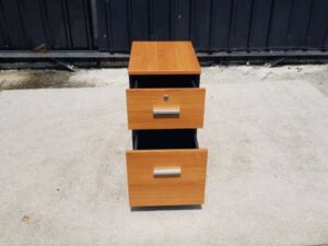 Mobile cabinet with 2 drawers, wood color