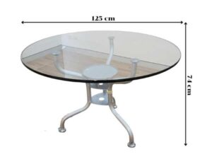 Round table, 20 mm thick glass top, steel legs._PYRW1F9YTM