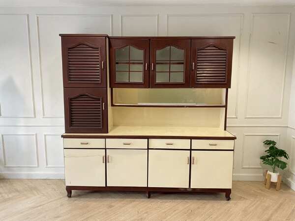 2-tier wooden kitchen cabinet, vintage style_Q5PWB0U8UG