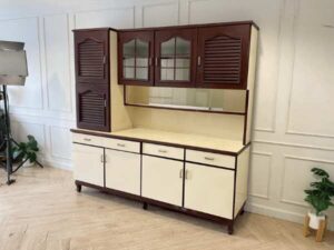 2-tier wooden kitchen cabinet, vintage style_Q5PWB0U8UG