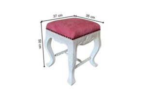 Louis-style wooden stool with fabric cushion, pink