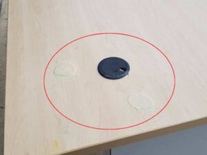 Work desk, L-shaped, wooden top, steel legs, white