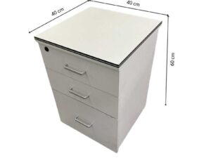 White mobile drawer unit with 3 drawers