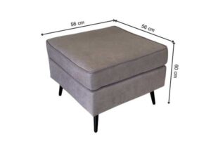 3-seater sofa set with button-tufted backrest + ottoman, fabric upholstery, steel legs, grey color._R6C17O0KBE
