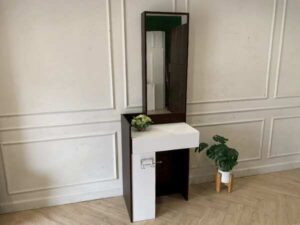 Wardrobe + TV stand + dressing table, dark brown, modern style