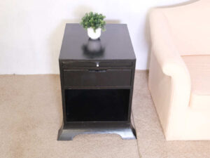 Bedside table, wooden frame, 1 drawer, bedside cabinet, wooden frame, 1 drawer (exterior painted white and black)_RWCNMNGJVO