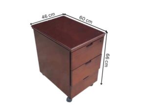 L-shaped corner executive desk with document cabinet and keyboard tray, brown wooden frame