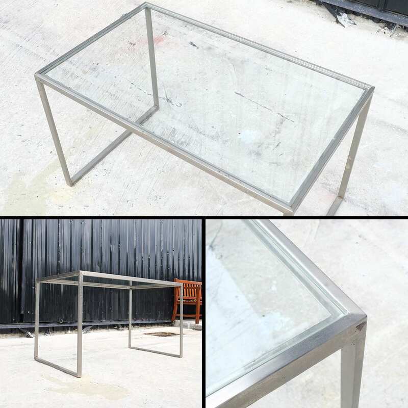 Glass top table, stainless steel frame, multi-purpose table, glass top_S6XHVZ21QL