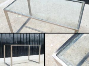 Glass top table, stainless steel frame, multi-purpose table, glass top_S6XHVZ21QL