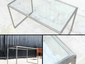 Glass top table, stainless steel frame, multi-purpose table, glass top_S6XHVZ21QL