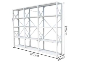 5-shelf steel shelf, 3 compartments, gray