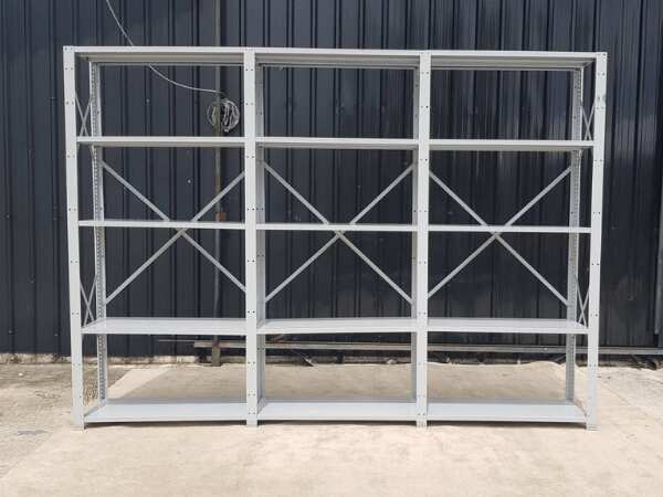 5-shelf steel shelf, 3 compartments, gray