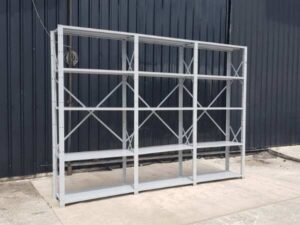 5-shelf steel shelf, 3 compartments, gray