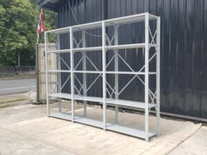 5-shelf steel shelf, 3 compartments, gray