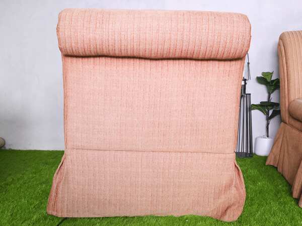 Fabric upholstered chair, rolled curved back, hotel grade work. (dark brown/light brown)_SD4HDU1IR8