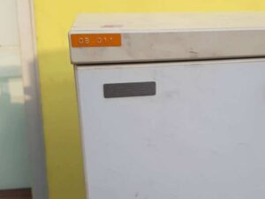 Moflex brand white mobile cabinet with 2 drawers.