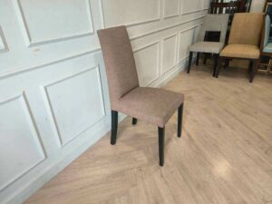 Wooden Dining Chair with Cream Upholstered Seat