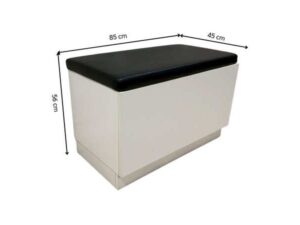 Wooden stool with black leather seat_SR8XIODD9U