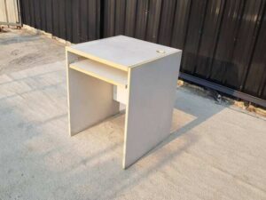 Wooden computer desk, gray color.
