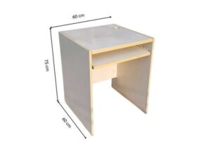 Wooden computer desk, gray color.
