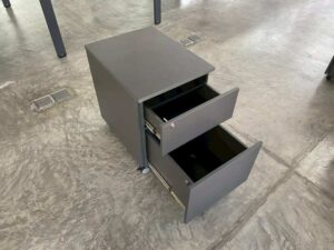 Mobile cabinet with 2 drawers and wheels, dark gray.