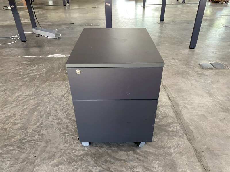 Mobile cabinet with 2 drawers and wheels, dark gray.