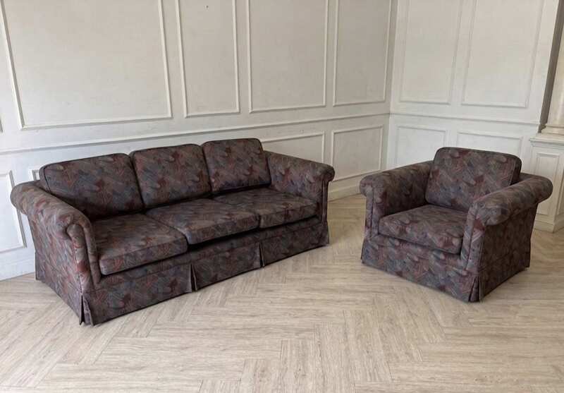 3+1 seater sofa set, vintage style fabric upholstery (1)