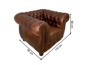 1-seater armchair, full genuine leather upholstery, studded, button-tufted, brown color, Chesterfield style, SB FURNITURE brand (1)_TJJQ5DZRA1