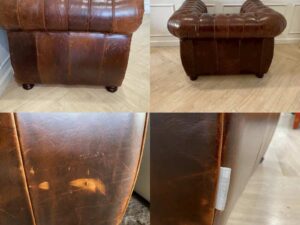 1-seater armchair, full genuine leather upholstery, studded, button-tufted, brown color, Chesterfield style, SB FURNITURE brand (1)_TJJQ5DZRA1