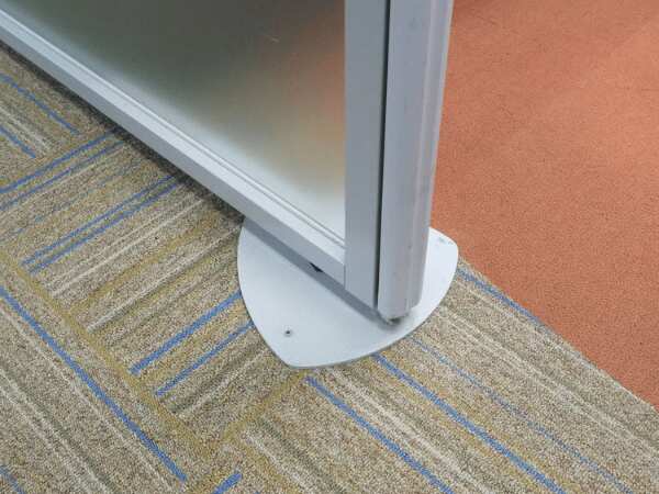 Glass partition, steel frame, Haworth brand