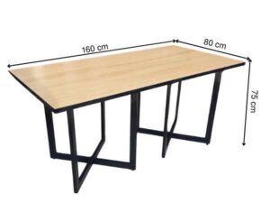 Dining table, steel legs, wooden top, 160 cm