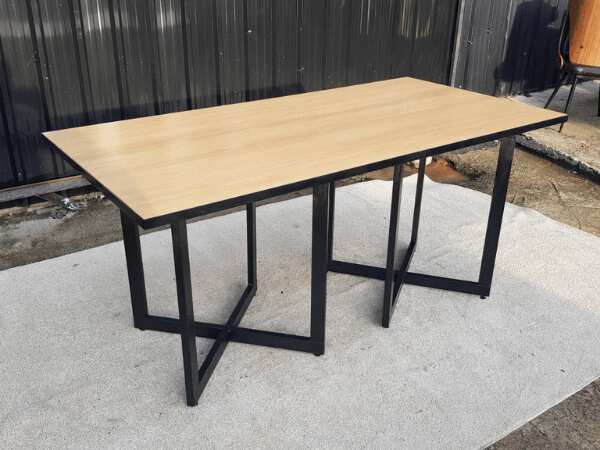 Dining table, steel legs, wooden top, 160 cm