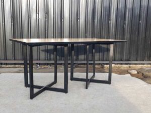 Dining table, steel legs, wooden top, 160 cm