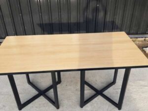 Dining table, steel legs, wooden top, 160 cm