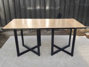Dining table, steel legs, wooden top, 160 cm