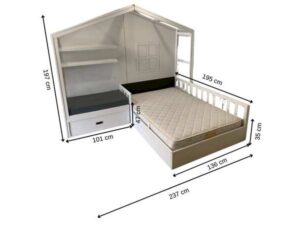 3.5-foot bed + mattress, Sealy Posturepedic Deluxe Cushion Firm model, 9 inches thick.