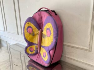 Children's backpack, pink with butterfly pattern, Samsonite brand, Sammies model.
