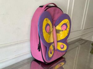 Children's backpack, pink with butterfly pattern, Samsonite brand, Sammies model.