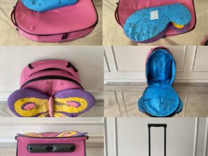 Children's backpack, pink with butterfly pattern, Samsonite brand, Sammies model.