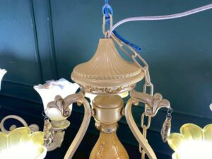 Chandelier, glass pendant lamp, yellow color