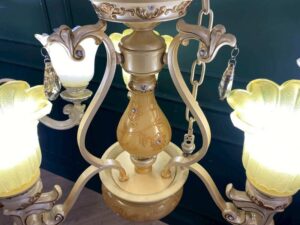 Chandelier, glass pendant lamp, yellow color