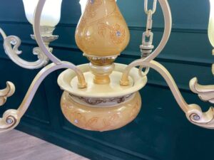 Chandelier, glass pendant lamp, yellow color
