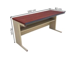 Work desk, seminar table, conference table, multipurpose steel table, wooden top, 150 cm.