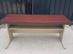 Work desk, seminar table, conference table, multipurpose steel table, wooden top, 150 cm.