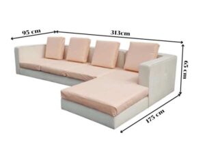 Cream-Peach Fabric 4-Seater L-Shape Sofa_H65W4JI75O_UJ8UGB0EEW