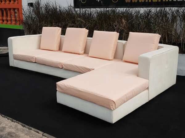 Cream-Peach Fabric 4-Seater L-Shape Sofa_H65W4JI75O_UJ8UGB0EEW