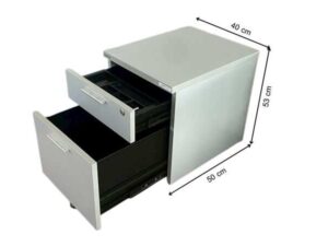 Rockworth Mobile Filing Cabinet, 2 Drawers, Grey