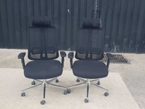 Office chair, fabric cushion, mesh backrest, black, Rockworth brand