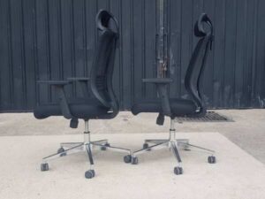 Office chair, fabric cushion, mesh backrest, black, Rockworth brand
