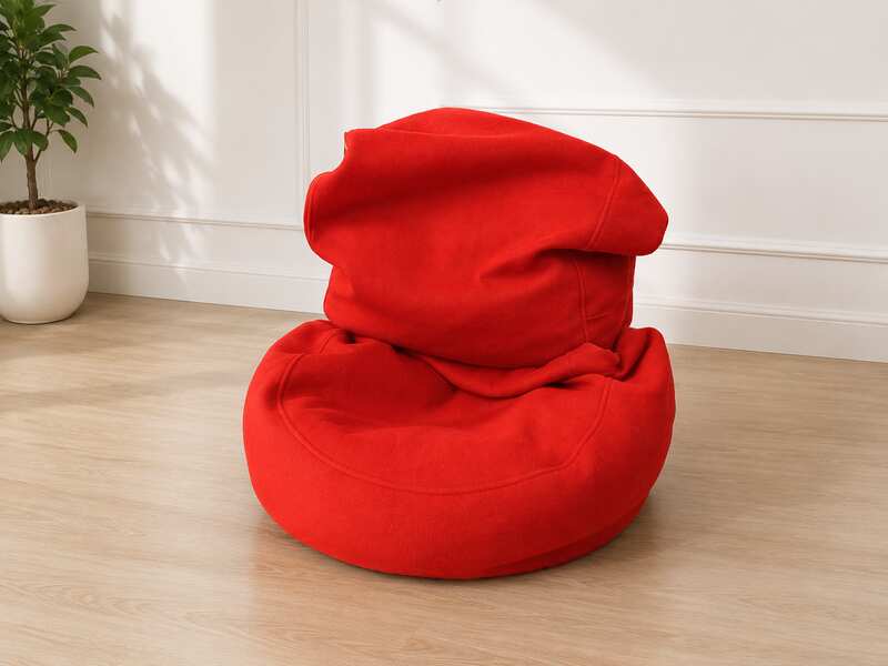 Fabric bean bag, foam seat cushion, orange color_V32XI5E183